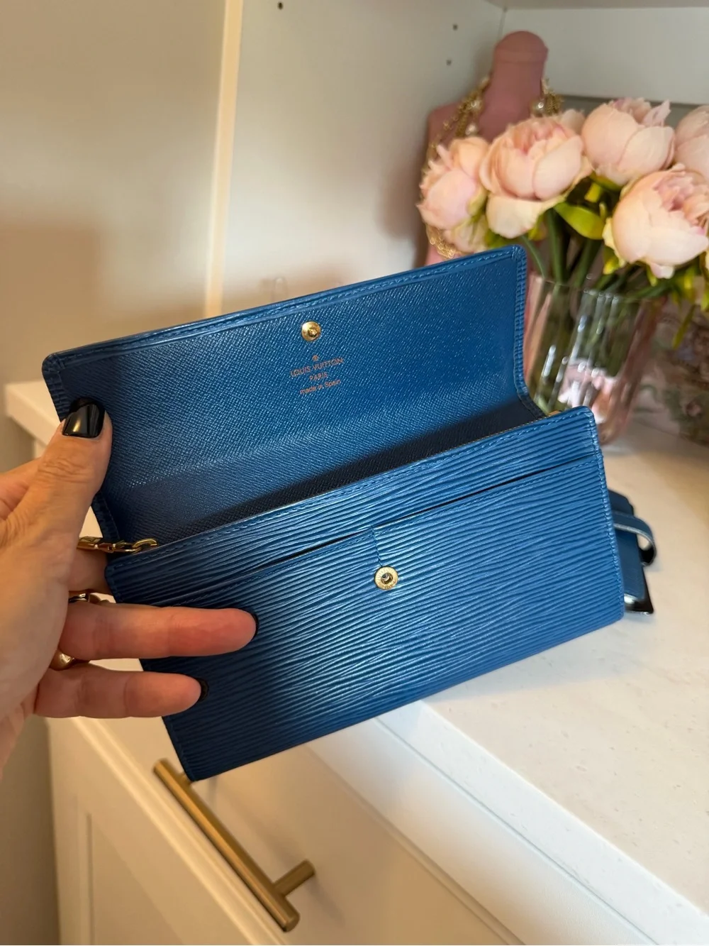 Louis Vuitton Royal Blue Long Epi Leather Wallet with Gold Hardware